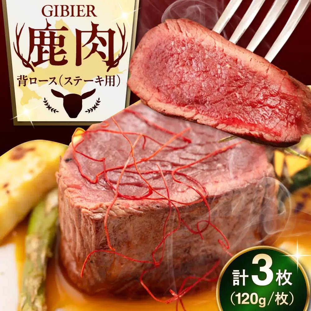 鹿肉 背ロース 3枚  ジビエ 赤身 冷凍配送 北海道 [AJAO026]