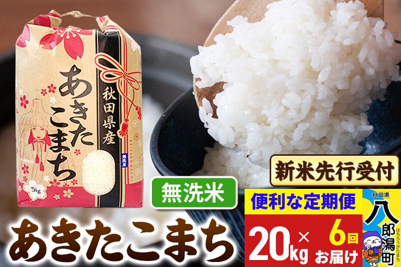 
            《令和7年産 新米受付》《定期便6ヶ月》あきたこまち 20kg【無洗米】 秋田県産 こまちライン
          