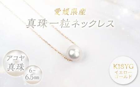 真珠 一粒ネックレス 6.0～6.5mm K18YG パール アクセサリー （856-1）