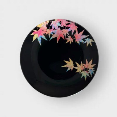 丸小皿　紅葉　漆黒【1766516】