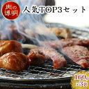 【ふるさと納税】【ヤキニクストック】人気TOP3セット 160g×3袋【肉の博明】【焼肉セット】【国産】　【 肉 牛肉 焼肉 バーベキュー 肉の加工品 味付け肉 鶏肉 山賊焼き ハラミ ストック おかず 時短料理 】