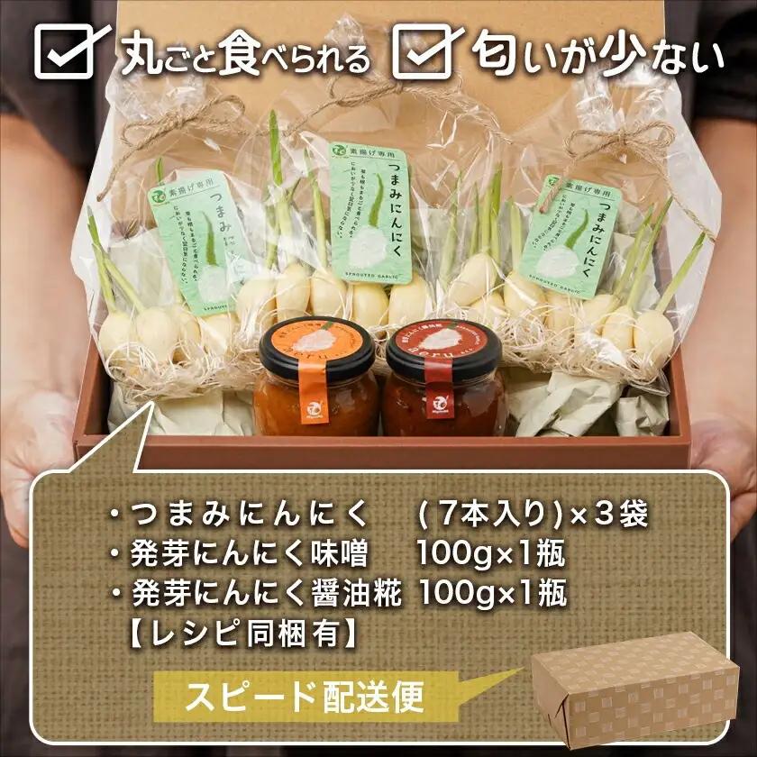 スーパーフード!つまみにんにく&ディップセット ≪みやこんじょ特急便≫_AA-C902_(都城市) 発芽にんにく味噌/発芽にんにく醤油糀 国産にんにく レシピ入り にんにく特有のにおい残りが少ない 冷