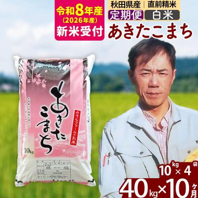ふるさと納税 北秋田市 R8産 新米受付《定期便10ヶ月》秋田県産あきたこまち40kg【白米】|msrf-11110s