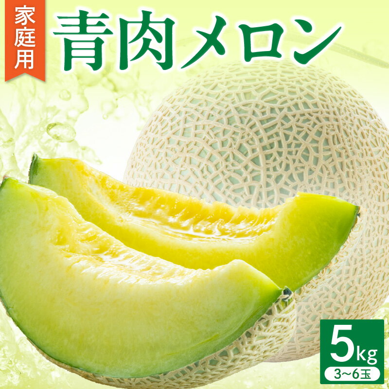 【ふるさと納税】【2026年先行予約】 津軽産 メロン 青肉 約5kg（3～6玉） 家庭用 【発送時期が選べる】 8月発送 めろん 予約 2026 5キロ フルーツ 果物 旬 くだもの 常温 人気 ご当地 特産 季節 東北 高評価 ランキング 送料無料 夏 青森県 五所川原市