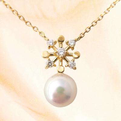 ふるさと納税 山梨県 ジュエリーの街【山梨甲府】よりお届けする　K18YG　アコヤ真珠　ダイヤモンドネックレス　N31