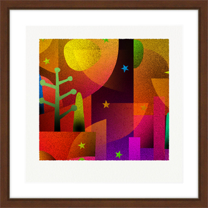 【絵画】 ピエゾグラフ 「塔と夜」 額装サイズ 266mmx266mm / アート インテリア ギフト 綾部市 / plandoo［BSAK006］