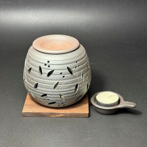 石龍　黒鉄色華花茶香炉　6-472｜伝統工芸品 工芸品 常滑焼 日本六古窯 お香 アロマ 丸よ小泉 日本製 愛知県 常滑市