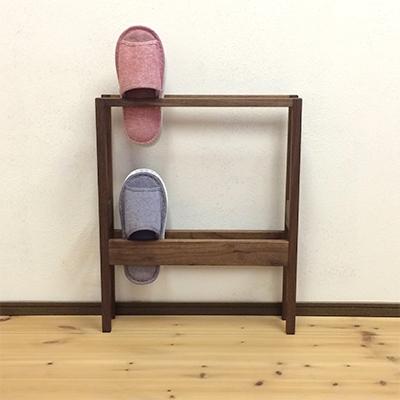 ふるさと納税 大川市 【2段スリッパラック　ウォールナット材】mufactory |  | 01