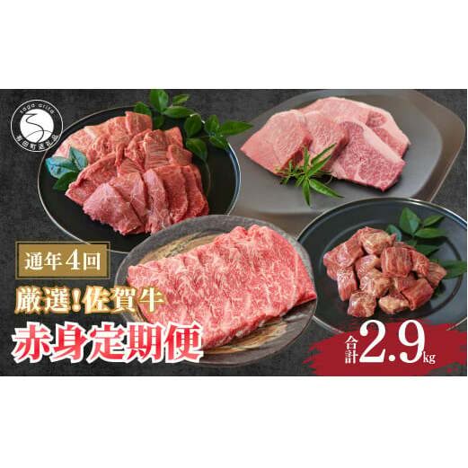 厳選！佐賀牛 赤身 定期便 全4回 モモ カタ スライス 焼き肉 ステーキ 煮込み料理 N130-2