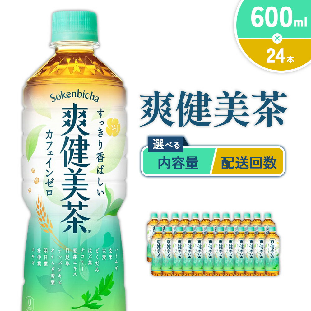 【ふるさと納税】【本数/発送回数 選べる】爽健美茶 600ml PET【コカ・コーラ】ペットボトル 1ケース(24本)2ケース(48本) 定期便 2回(48本 96本)3回(72本 144本) セット お茶 カフェインゼロ ノンカフェイン ハトムギ ブレンド茶 飲料 ドリンク 500ml + 100ml 送料無料