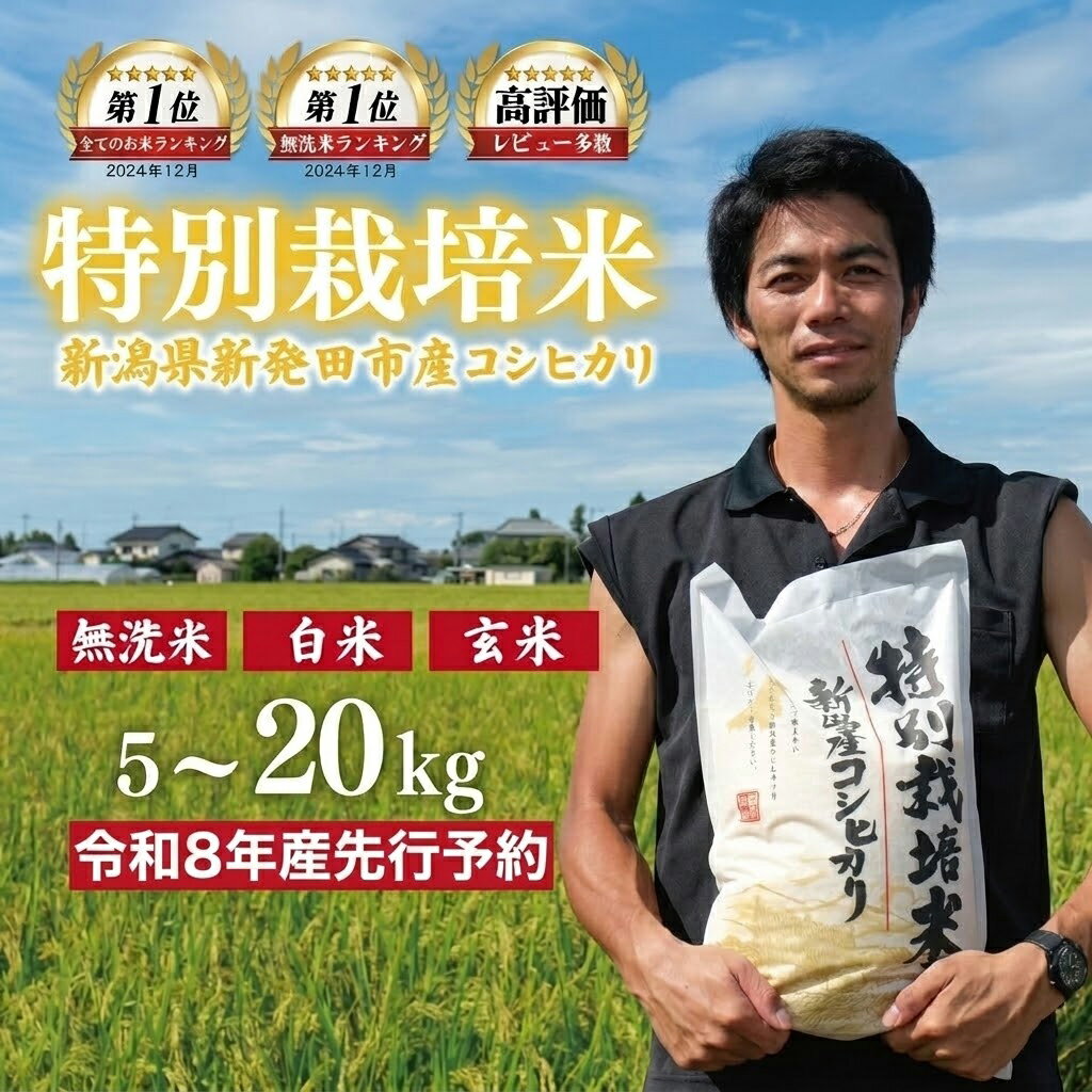 【ふるさと納税】 先行予約こしひかり 新潟 無洗米 白米 玄米 5kg 10kg 20kg 新潟 令和8年産 選べる 単品 定期便 米 こめ 特別栽培米 こしひかり 新潟県 新潟産 新潟県産 新発田 斗伸 toushin001_R8