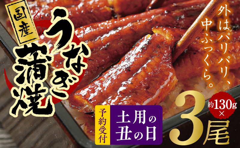 【土用の丑の日】国産うなぎ 約130g×3尾  秘伝のたれ 蒲焼 鰻 ウナギ 無頭 炭火焼き 備長炭 手焼き 先行予約