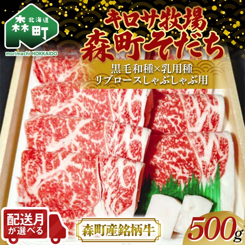 【ふるさと納税】【配送月が選べる】北海道森町産銘柄牛【キロサ牧場森町そだち】 リブロースしゃぶしゃぶ用 500g 北海道産 セット ふるさと納税 北海道 mr1-0745var