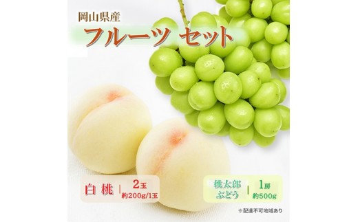 
                  桃 ぶどう 2027年 先行受付 岡山県産 フルーツセット(桃太郎ぶどう1房・白桃2玉)  果物 フルーツ 詰め合わせ ブドウ 葡萄 桃太郎ぶどう 白桃 国産
                