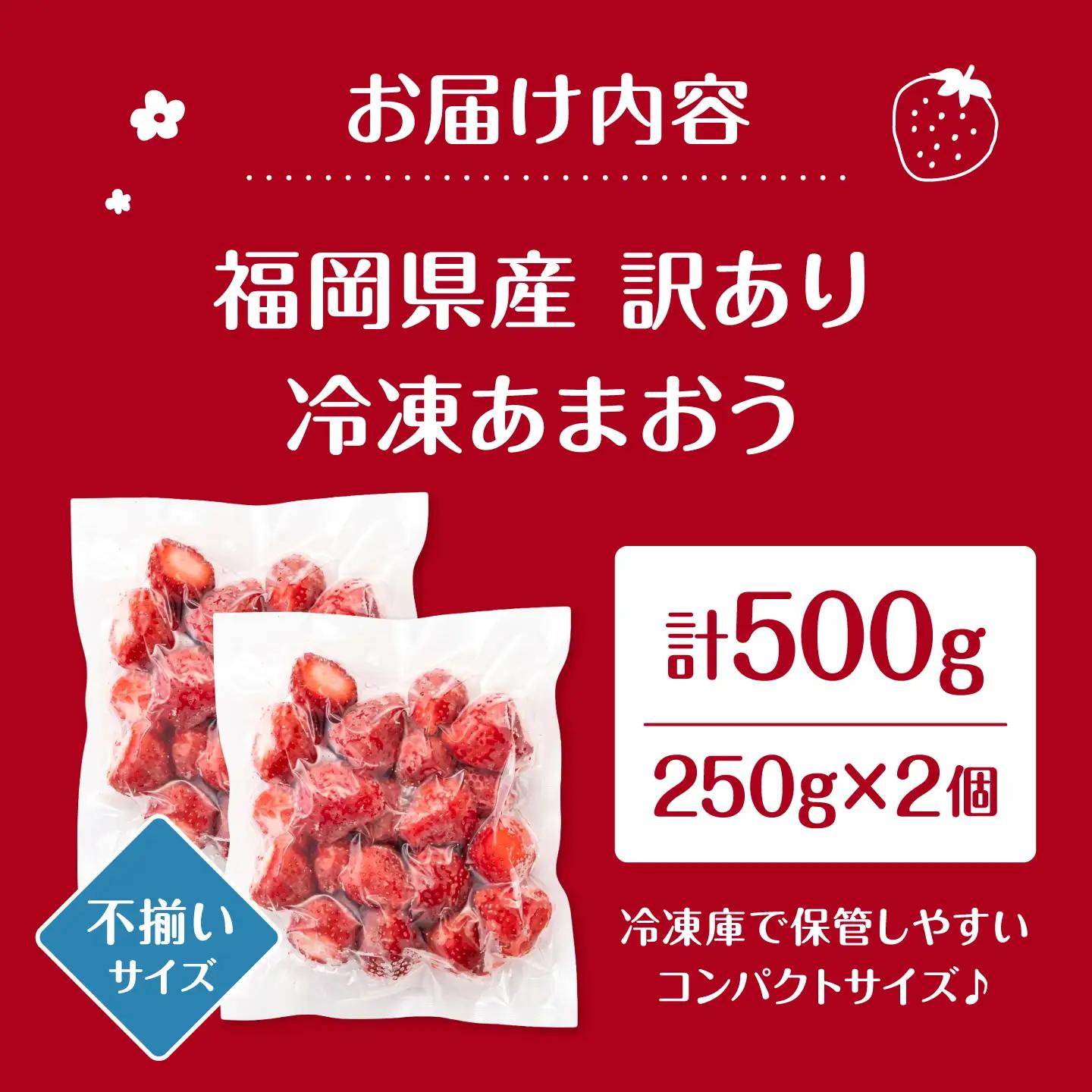 【訳あり】福岡県産 冷凍あまおう 500g （ 250g × 2個 ）　桂川町/株式会社木村食品[ADCG138]