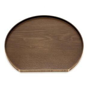 ［マロンブラウン］紀州漆器 木製 カラー半月盆 トレー 約36cm［YS140］