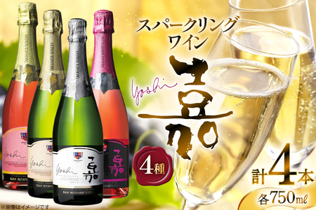 スパークリング 嘉 スパークリングワイン4本セット 白&ロゼ 辛口&甘口&中甘口セット750ml ×4 高畠ワイン [高畠ワイナリー 山形県 高畠町 tk06ays730086]