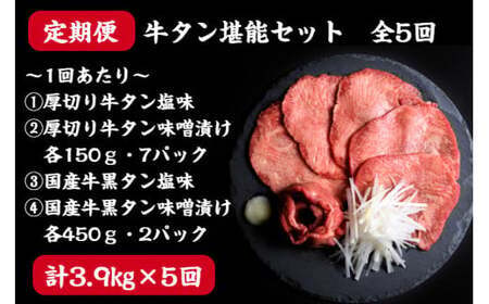 【定期便】牛タン 仙台名物 厚切り 牛たん 堪能贅沢 セット（全5回の定期便）　【04203-0420】