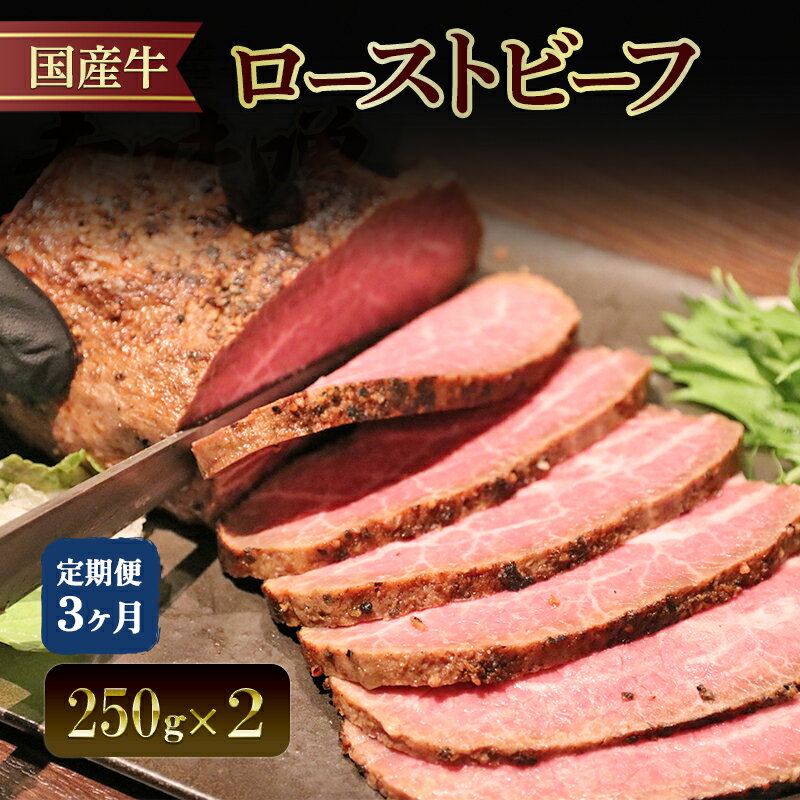 【ふるさと納税】【3か月定期便】国産牛ローストビーフ　250g×2 | 牛肉 国産牛 オードブル 冷凍 惣菜 おかず 京都　お届け：年末年始(12/29～1/4)の配送はいたしかねます。