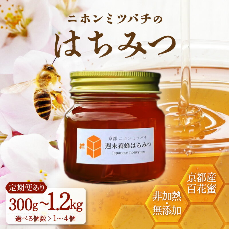 【ふるさと納税】 【定期便 も選べる】 ニホンミツバチのはちみつ 300g×1～4本 定期便1～2本 3～12回 | 京都産 非加熱 国産 百花蜜 自然のままの純粋蜂蜜 はちみつ ハチミツ 蜂蜜 ハニー 瓶詰 （週末養蜂）