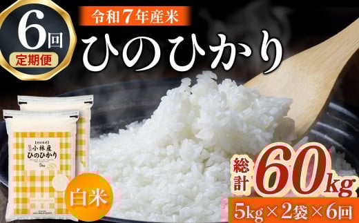 【令和7年産米】ヒノヒカリ 10kg×6回 お米 米 令和7年産 ヒノヒカリ 国産 定期便 人気 お弁当 おにぎり 宮崎県 小林市