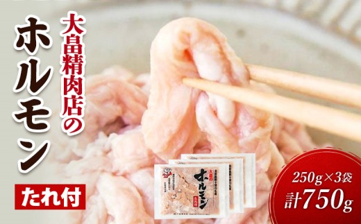 大畠精肉店のホルモン（特製タレ付き）250g×3袋（計750g）【13026】
