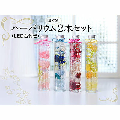 【ふるさと納税】ハーバリウム2本（黄色・赤色）＆LED台 植物 インテリア インテリアグッズ