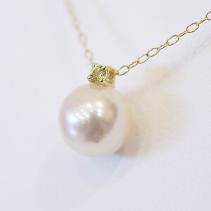 S101-522_あこや真珠 ペンダント ネックレス 8mm - 8.5mm 天草 熊本 ホワイトピンク 誕生石 8月 ペリドット 半貴石 本真珠 K18