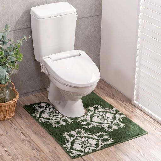 【ふるさと納税】さりげなく開運リーフ柄耳長トイレマット グリーン | トイレマット 雑貨 日用品 人気 おすすめ 送料無料