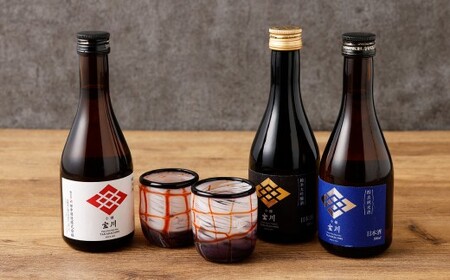 小樽の地酒を小樽のグラスで飲み比べ。 宝川 3種 と 【ぐいのみ】 2個セット （雪あかり） 宝川 純米大吟醸酒 日本酒 お酒 酒 ぐい呑み 北海道 小樽市 常温