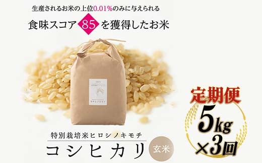 
            《先行予約》【3回定期】特別栽培米 コシヒカリ ヒロシノキモチ 玄米 5kg 総計15kg 陽咲玲 米 お米 コメ ご飯 ごはん 富山県産 富山県 立山町 F6T-819
          