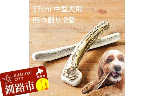 
            エゾ鹿の角ガム 17cm 中型犬用 四つ割り 2個 北海道産 国産 無添加 犬用ガム 天然鹿角 長持ち デンタルケア ペット おやつ F5F-0070
          