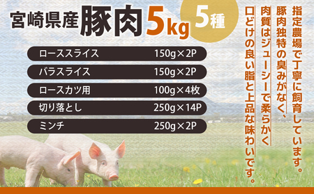 宮崎県産豚肉5kgセット_AC-M601_(都城市) 宮崎県産豚肉 5kgセット ローススライス バラスライス ロースカツ用 切り落とし ミンチ