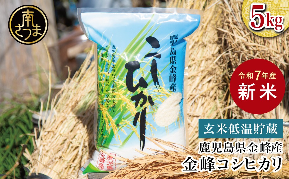 
            ★令和7年産 新米★ ＜8月発送開始＞ 鹿児島県南さつま市産「金峰コシヒカリ」5kg 【玄米低温貯蔵・白米でお届け】超早場米 早期米 こしひかり 白米 九州産 鹿児島県産 お米 コメ おこめ 5キロ  松木のお米直販 南さつま市
          