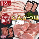 【ふるさと納税】＜宮崎県産豚肉 『とんかつ用』セット（ロース・ヒレ）合計2.0kg＞※入金確認後、翌月末迄に順次出荷します。希少部位 カツ丼 カツカレー ステーキ 焼肉 ヒレカツ ロースカツ カット済み 料理 食べて応援 国産 送料無料 宮崎県 国富町 0384_ty【冷凍】