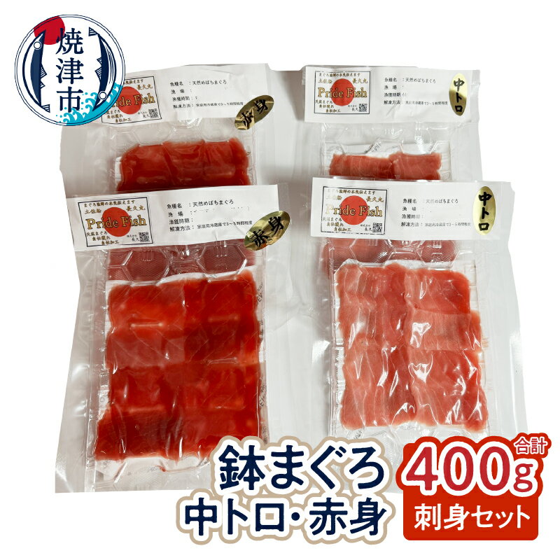 【ふるさと納税】 個数限定 まぐろ バチマグロ 2種 鉢 天然まぐろ 赤身 中トロ 100g×2パック 計400g セット 新鮮 贅沢 冷凍 流水解凍 魚 焼津 a10-1211