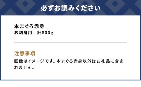 本マグロ まぐろお刺身用 赤身5人前(800g) 鮪 海鮮丼 刺し身 刺身 盛り合わせ 冷凍 魚の刺身 大分県産 九州産 津久見市 国産【tsu000301】