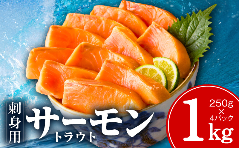 お刺身用 サーモン トラウト 1kg【小分け 約250g×4P ポーション ブロック 柵 訳あり サイズ不揃い さーもん 数量限定 大阪 泉佐野 大阪府 泉佐野市】