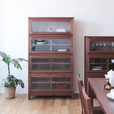 旭川家具 山室家具製作所 ココ キャビネット4段 ウォールナット_04584【1552526】