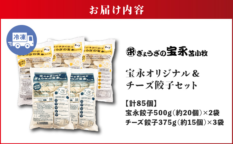 【ぎょうざの宝永】宝永餃子（500g×2袋）＆チーズ餃子（375g×3袋）セット　合計2,125g　T004-002