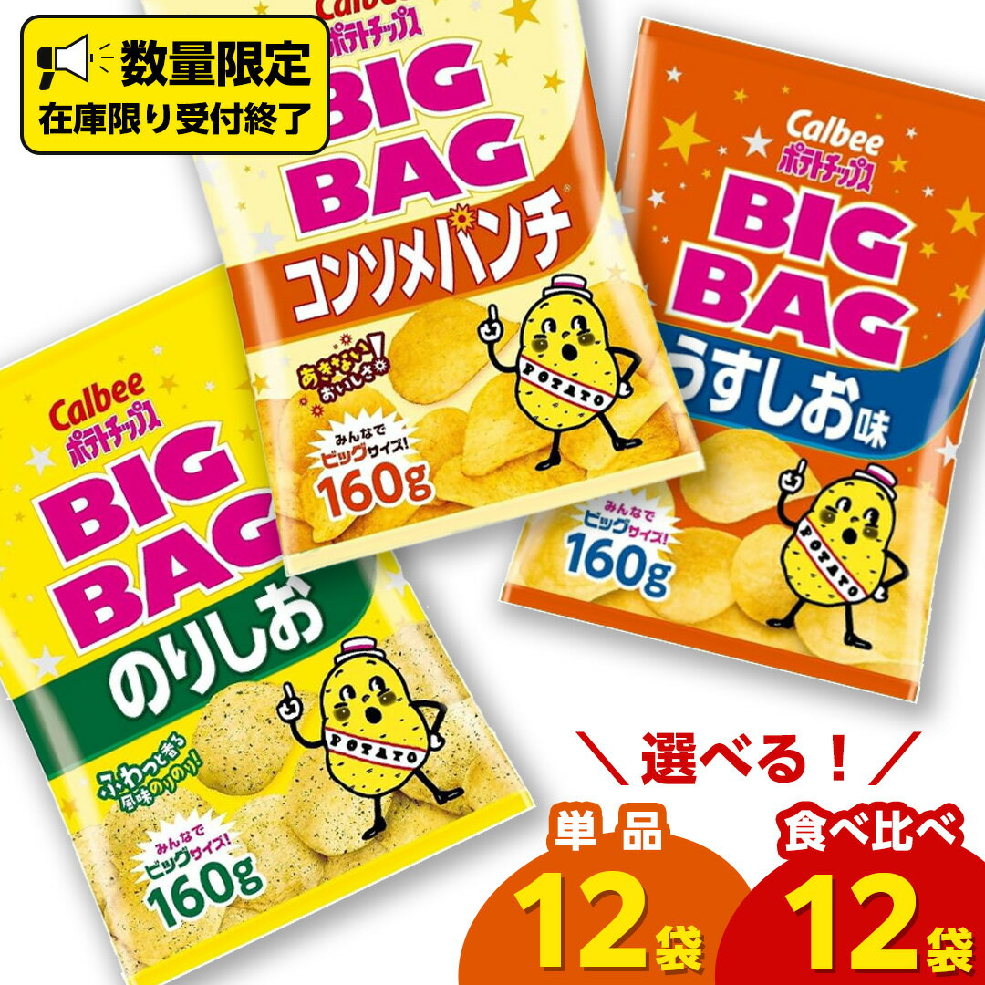 【ふるさと納税】カルビー ポテトチップス BIGBAG 160g うすしお ・ のりしお ・ コンソメパンチ ポテチ お菓子 おかし 大量 スナック おつまみ ジャガイモ じゃがいも まとめ買い 数量限定 定期便