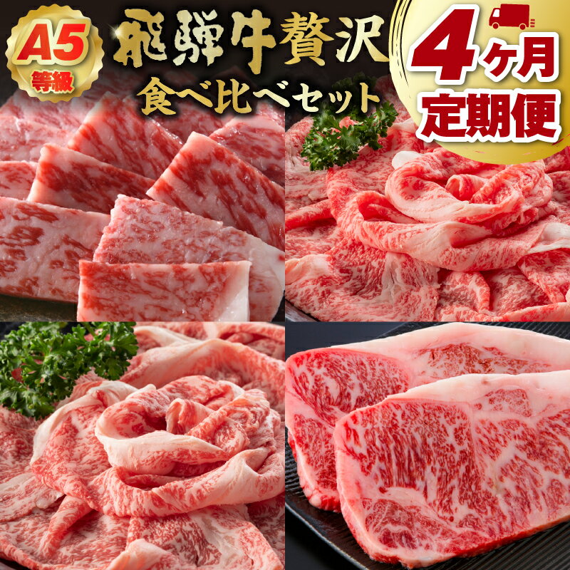 【ふるさと納税】A5等級　飛騨牛贅沢食べ比べセット【定期便】 岐阜県 可児市 サーロイン ステーキ ロース すき焼き しゃぶしゃぶ 焼き肉 ソース付き ブランド牛 和牛 霜降り 肉 牛肉 お取り寄せ グルメ 送料無料