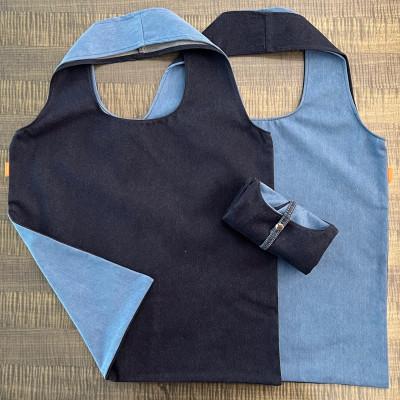 ふるさと納税 福山市 デニム加工職人の手仕事から生まれた【デニムエコバッグ】(ツートン) |  | 01