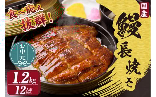 【お中元用】国産特大うなぎ長焼き６尾(約２００ｇ)　合計約１，２００ｇ（2279）