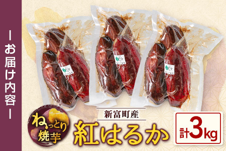 特製焼き芋！熟成蜜芋「紅はるか」計3kg 国産 新富町産 さつまいも ねっとり焼芋 イモ【B641】