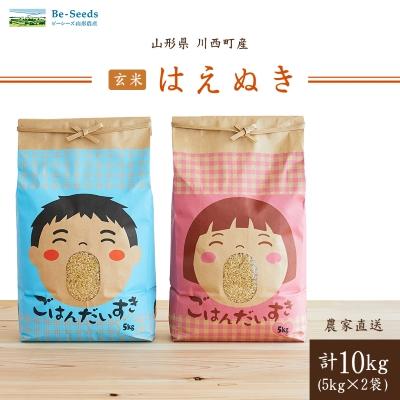 ふるさと納税 川西町 令和7年産　山形県産　はえぬき　玄米　10kg