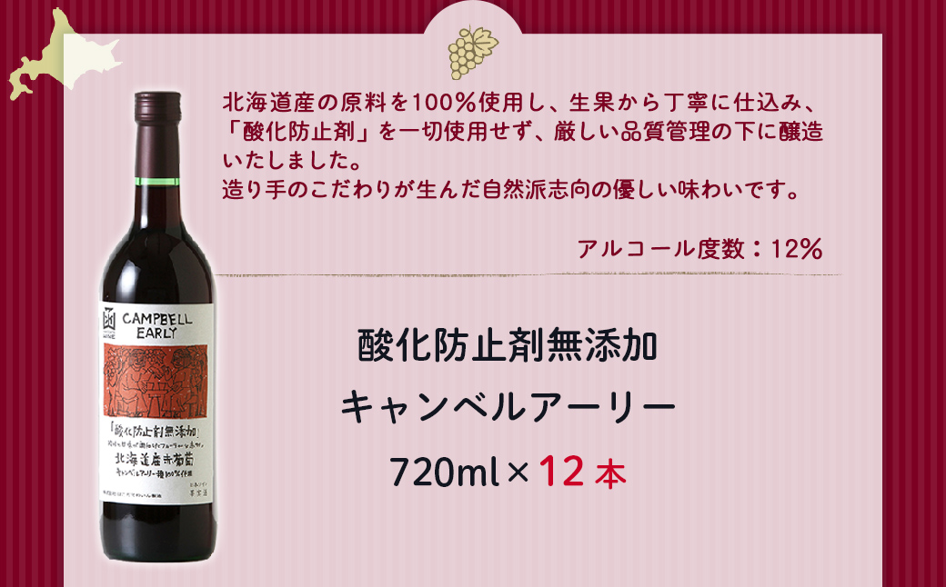 酸化防止剤無添加　キャンベルアーリー　720ml　12本 NAX033