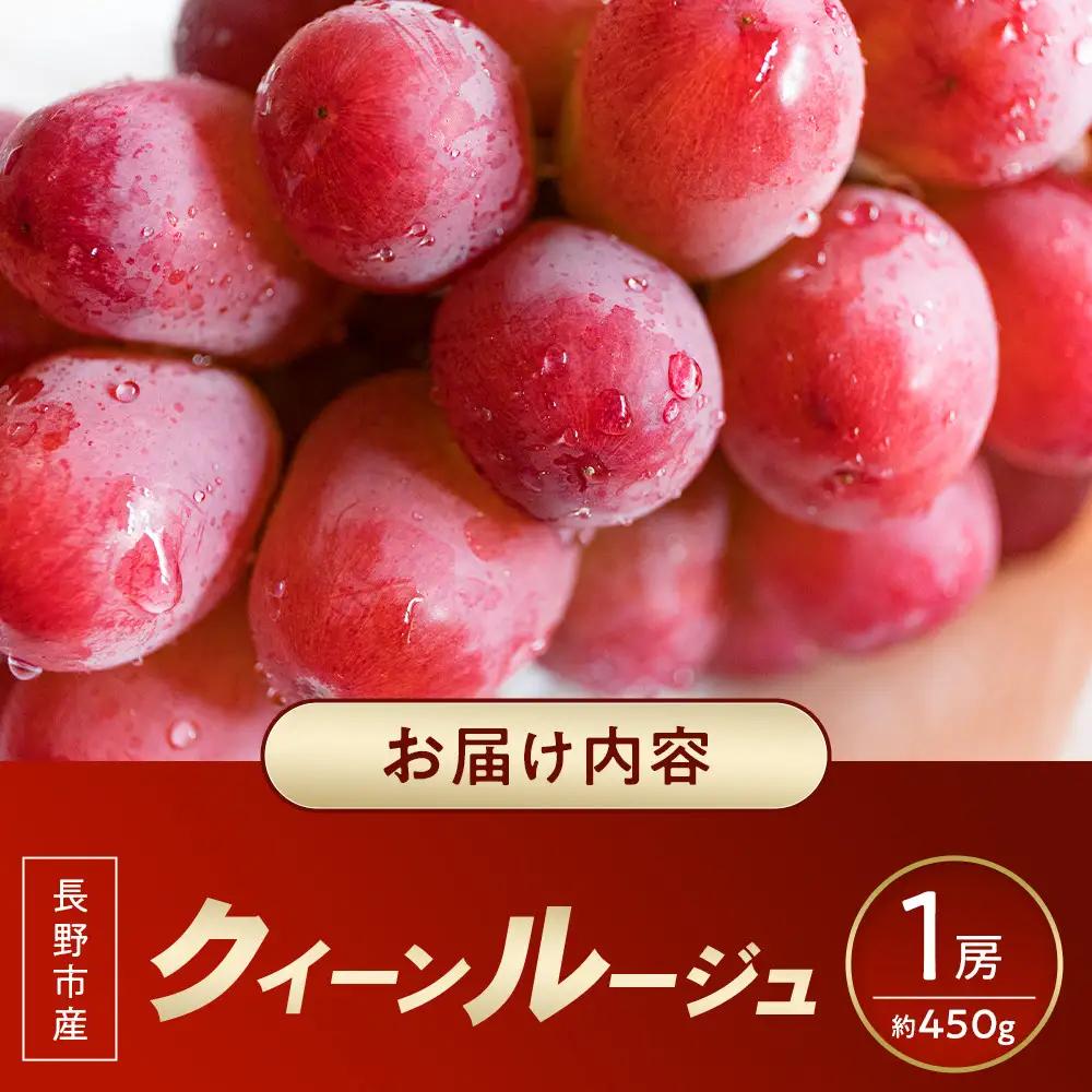長野市産 クイーンルージュ(R) 1房(約450g) 果物 くだもの フルーツ 葡萄 ぶどう ブドウ 人気 長野県 長野市 | ぶどう 糖度20度