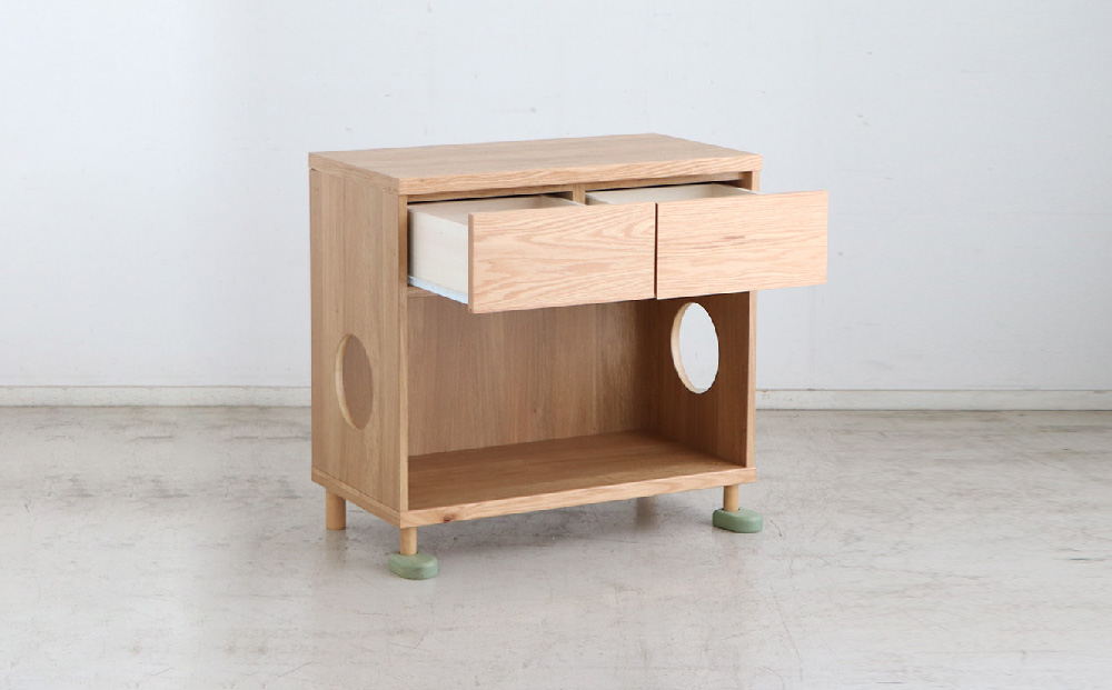 【東馬家具】TRM019 まるみえチェスト【天然木 ナチュラルデザイン 収納アイテム オープンスペース 猫 便利 キュート 完成品 脚のみ取付】(H060616)