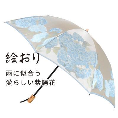 ふるさと納税 都留市 絵おり(紫陽花・ブルー)槙田商店の傘職人が作る大人にぴったりの上品な日本製の晴雨兼用婦人折傘 |  | 02